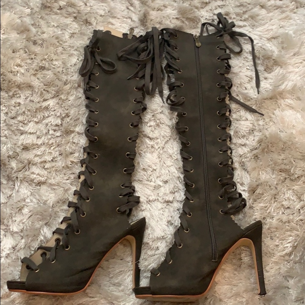 Cape Robbin Army green knee-high boots